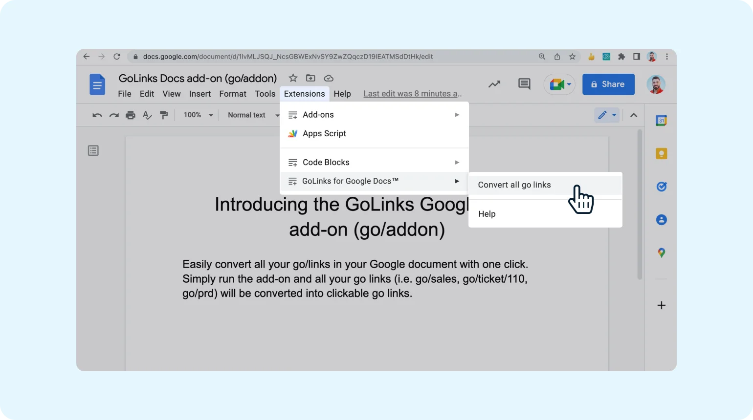 Converting Go Links® in a Google Doc